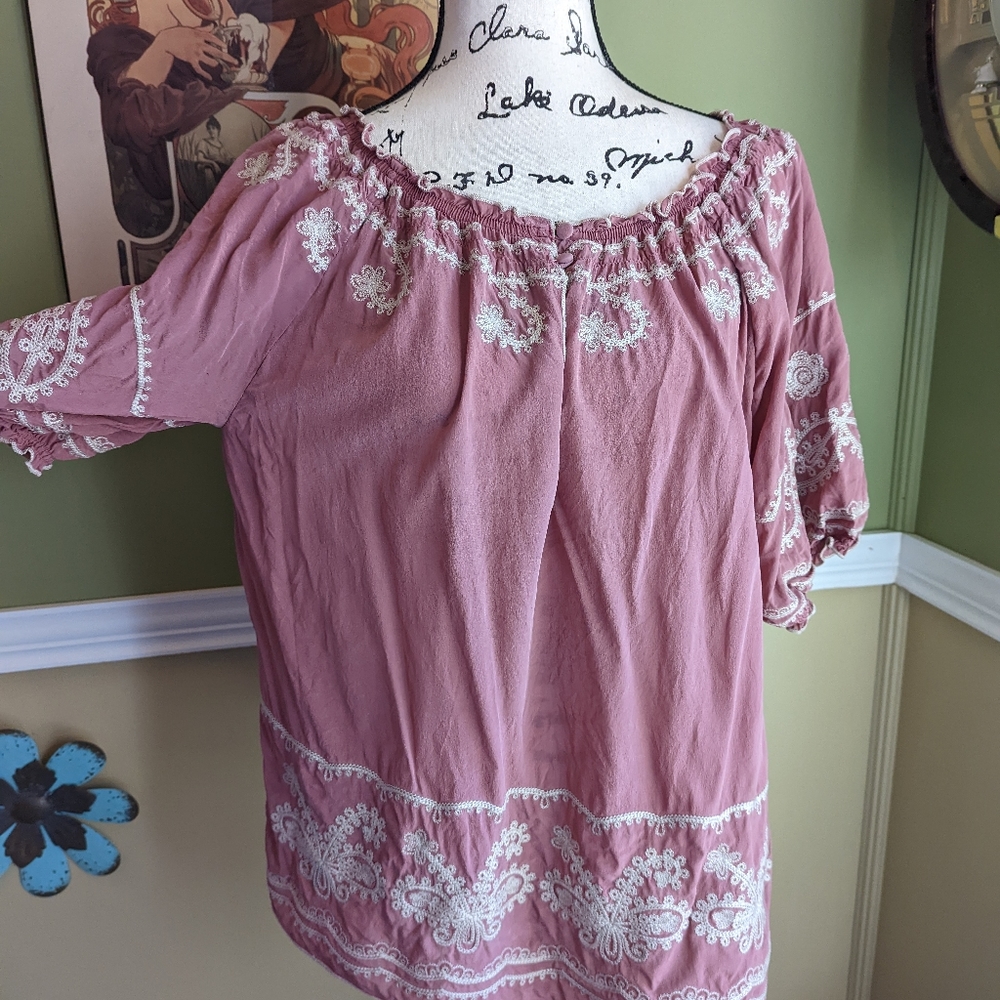 Blue Tassel silk top